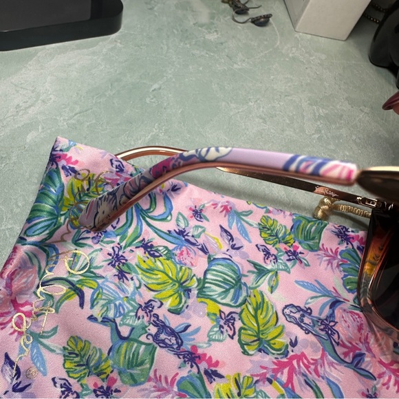 Lilly Pulitzer Circe 52mm Polarized Cat Eye Sunglasses gold tone dark tortoise main image 7